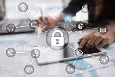 Siber Güvenlik, veri koruma, bilgi güvenliği ve şifreleme. İnternet Teknoloji ve iş kavramı.