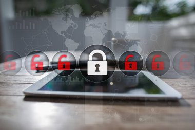 Siber Güvenlik, veri koruma, bilgi güvenliği ve şifreleme. İnternet Teknoloji ve iş kavramı.