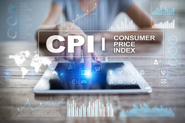 CPI. Indexcijfer van de consumptieprijzen concept op virtueel scherm. — Stockfoto