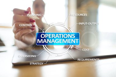 Sanal ekran üzerinde işlemleri Yönetimi iş ve teknoloji kavramı.