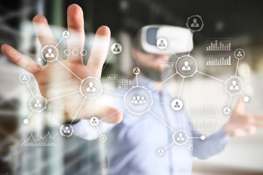 İnsanlar ağ. Organizasyon yapısı. Saatlik sosyal medya. Internet ve teknoloji kavramı.