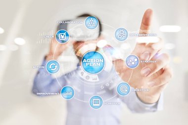 Sanal ekran eylem planı. Planlama kavramı. İş stratejisi.