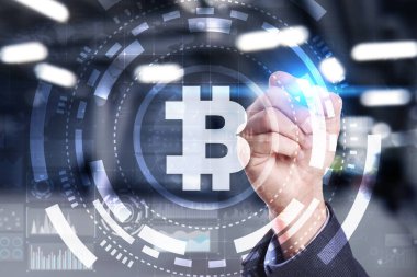Bitcoin cryptocurrency. Finans teknolojileri. Internet para. İş kavramı.