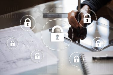 Siber Güvenlik, veri koruma, bilgi güvenliği ve şifreleme. İnternet Teknoloji ve iş kavramı.