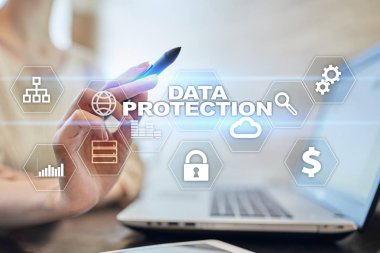 Veri koruma, siber güvenlik, bilgi güvenliği ve şifreleme. İnternet Teknoloji ve iş kavramı.