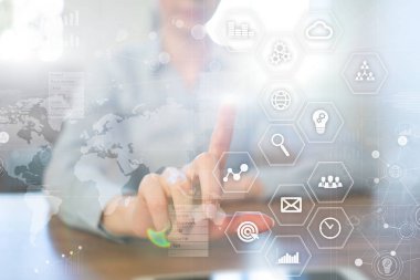 İş kavramı arka plan. Sanal ekran metin için boş yer ile. Internet ve teknoloji.