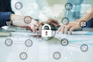 Siber Güvenlik, veri koruma, bilgi güvenliği ve şifreleme. İnternet Teknoloji ve iş kavramı.