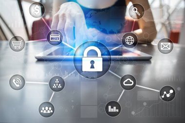 Siber Güvenlik, veri koruma, bilgi güvenliği ve şifreleme. İnternet Teknoloji ve iş kavramı.