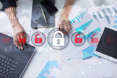 Siber Güvenlik, veri koruma, bilgi güvenliği ve şifreleme. İnternet Teknoloji ve iş kavramı.