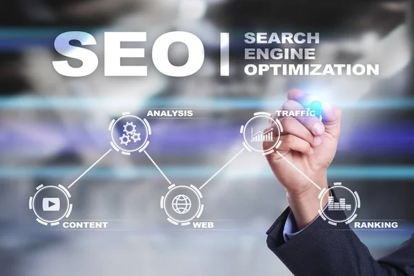 SEO. Search Engine optimization. Cyfrowych online marketing koncepcja technologii andinetrmet. — Zdjęcie stockowe