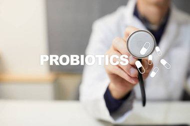 Probiyotikler. Sağlığı geliştirme. İlaç ve tıp kavramı.