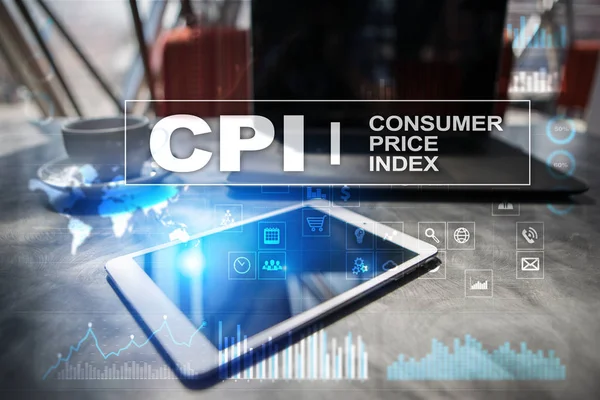 Cpi. Verbraucherpreisindex-Konzept auf virtuellem Bildschirm. — Stockfoto