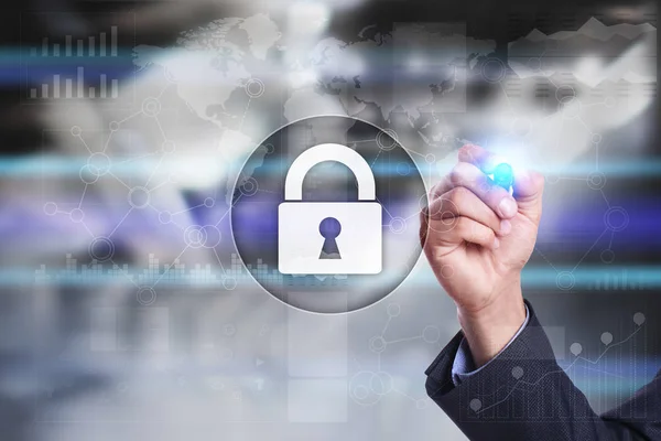 Cyber security, Data skydd, säkerhet och kryptering. Internet-teknik och affärsidé. — Stockfoto
