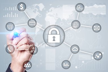 Siber Güvenlik, veri koruma, bilgi güvenliği ve şifreleme. İnternet Teknoloji ve iş kavramı.