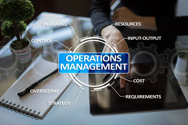 Operations management business and technology concept on virtual screen.