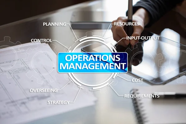 Operations management business and technology concept on virtual screen.