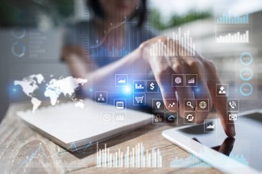 İş kavramı arka plan. Sanal ekran metin için boş yer ile. Internet ve teknoloji.