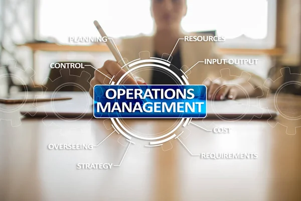 Operations management business and technology concept on virtual screen.