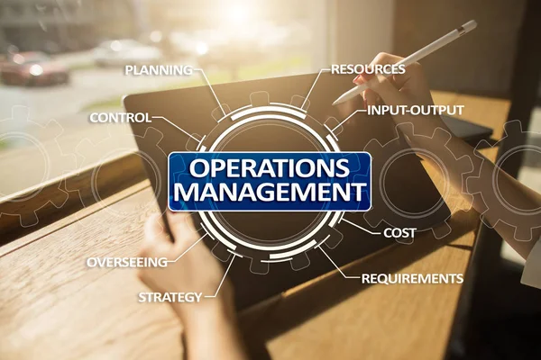 Operations management business and technology concept on virtual screen.