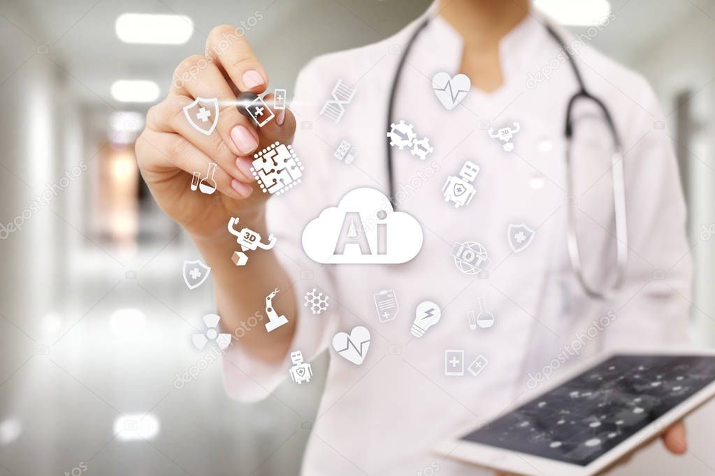 AI, artificial intelligence, in modern medical technology. IOT and automation.