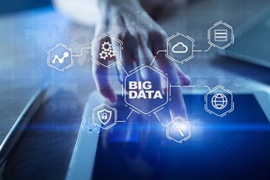 Sanal ekran üzerinde büyük veri teknoloji ve internet kavramı.