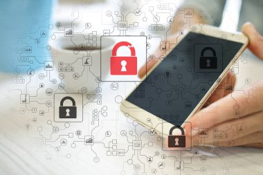 Siber saldırı algılama. Internet güvenlik, bilgi ve veri emniyet konsepti. Gizlilik Gdpr..