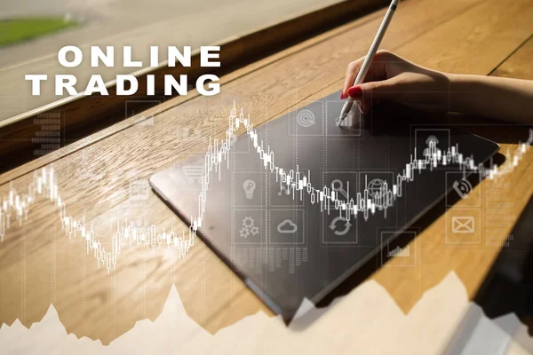 Online obchodování. soukromá investiční společnost. Obchodní a technologické koncepce. — Stock fotografie