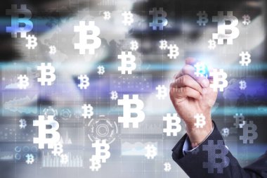 Bitcoin cryptocurrency. Pazar ticaret, finans teknoloji ve dijital para kavramı.