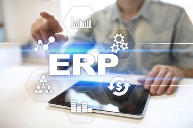 Kurumsal Kaynak Planlama iş ve teknoloji kavramı.