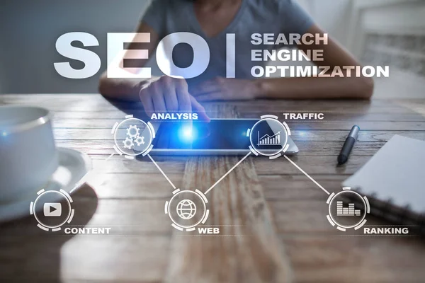 SEO. Otimização do Search Engine. Marketing online digital e conceito de tecnologia da Internet . — Fotografia de Stock