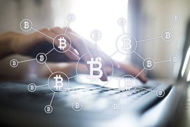 Bitcoin cryptocurrency. Pazar ticaret, finans teknoloji ve dijital para kavramı.