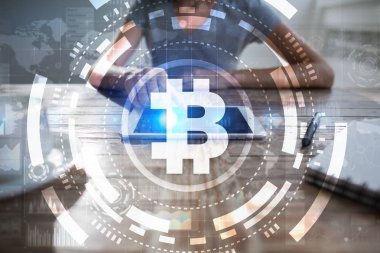 Bitcoin cryptocurrency. Pazar ticaret, finans teknoloji ve dijital para kavramı.