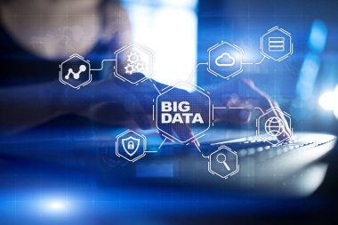 Sanal ekran üzerinde büyük veri teknoloji ve internet kavramı.