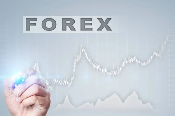 Rynku finansowego Forex handlu koncepcja na wirtualny ekran. Koncepcja biznesu i inwestycji. — Zdjęcie stockowe