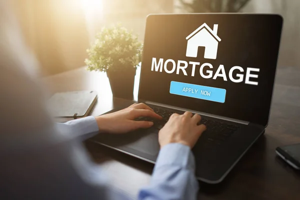 Mortgage online application form on device screen. Business and finance concept. — Stock Photo, Image