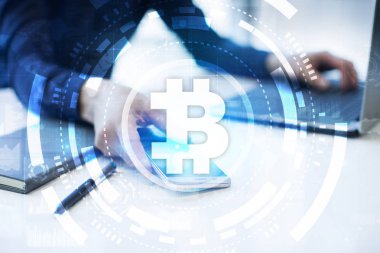 Bitcoin cryptocurrency. Pazar ticaret, finans teknoloji ve dijital para kavramı.