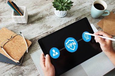 VPN - Sanal perivate ağı. İnternet ayrıcalığı gizlilik kavramı.