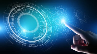 Boşaltmak, Blueprint, çizim, tasarım, sanal ekran Cad. Teknoloji, iş, endüstriyel kavramı için arka plan.