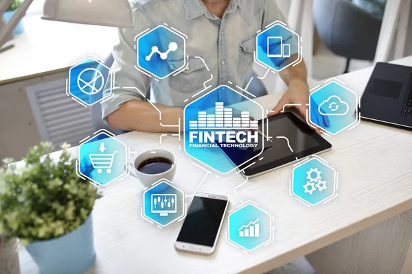 Koncepcja FinTech Financial technologii internet i biznesowe. — Zdjęcie stockowe