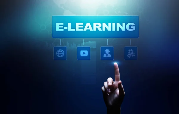 Öğrenme Çevrimiçi Eğitim Internet Eğitimi Sanal Ekranda Teknoloji Kişisel Gelişim — Stok fotoğraf