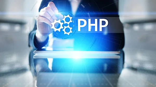 Desenvolvimento Php Web Conceito Internet Tecnologia Codificação Tela Virtual — Fotografia de Stock