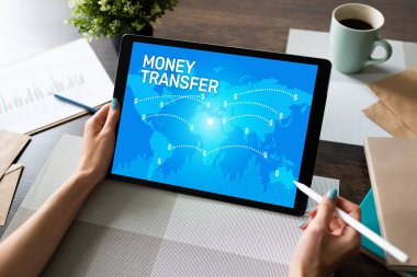 Küresel Para transferi ve e-ödemeler. İnternet ve finansal teknoloji kavramı.