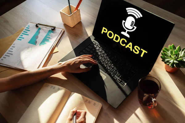 Podcast Ljud Eller Videoinspelningar Eller Radiosändningar Föreläsningar Tal Och Andra — Stockfoto