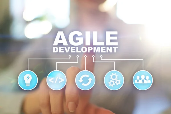 Développement Agile Logiciel Concept Programmation Applications Sur Écran Virtuel — Photo