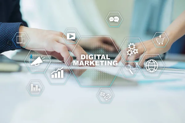 Digitale Technologie Marketingconcept Internet Online Zoekmachineoptimalisatie Seo Smm Video Reclame — Stockfoto