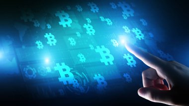 Bitcoin kripto para ticareti ve yatırım konsepti. Finansal teknoloji, Fintech ve dijital para.