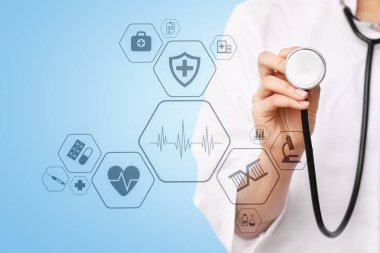 Sanal ekran üzerinde tıbbi kavramı. Sağlık. Online Tıbbi Danışma ve sağlık kontrol, Emr, Ehr.