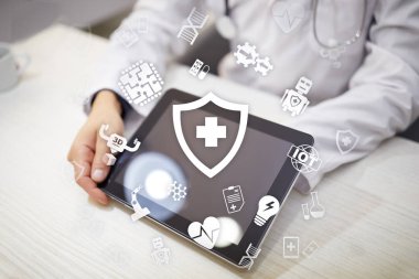 Sanal ekran modern tıbbi teknoloji simgeleri.