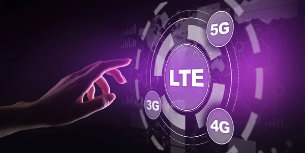 LTE band, mobile internet and telecommunication technology concept on virtual screen. — Stock Photo, Image