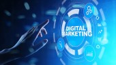 Digitální marketing, Online reklama, SEO, SEM, SMM. Obchodní a internetový koncept.